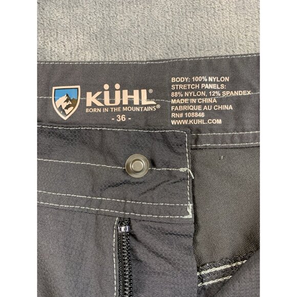 Kuhl Board Shorts Men Sz 36 Black Gray Pockets Hybrid Fishing Outdoor Swim Surf - Picture 7 of 9